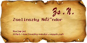 Zselinszky Nándor névjegykártya